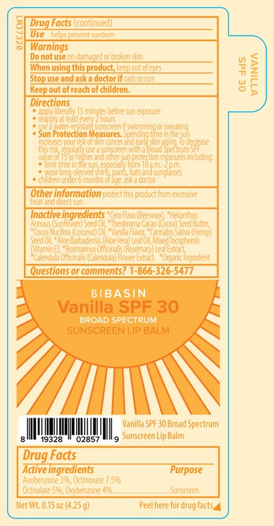 Basin Vanilla Spf 30 Broad Spectrum Sunscreen Lip Balm 0.15 Oz Label (Lm37320 Pl148s Basin Hemp Vanilla Spf 30 Broad Spectrum Sunscreen Lip Balm 2024 1 25 Ol)